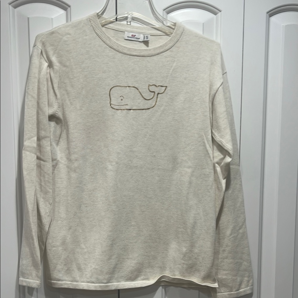 Vineyard Vines Girls Cream Whale Sweater- Size XL(16)
